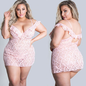 Body intimo <span class=keywords><strong>sexy</strong></span> <span class=keywords><strong>da</strong></span> <span class=keywords><strong>donna</strong></span> in pizzo rosa con fiocco, taglie forti, collezione 2023 - Product Image 2