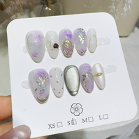 10 pièces de faux ongles de luxe à presser, qualité salon, ongles artificiels 3D, nail art, faux ongles réutilisables pour femmes