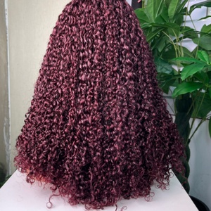 Hot Selling 300g Raw Virgin Hair <b>Wigs</b> Super Double Drawn 5 X 5 HD Lace Closure <b>Pixie</b> Curl 99J Color Pissy Curly <b>Wigs</b> Wholesale - Product Image 4