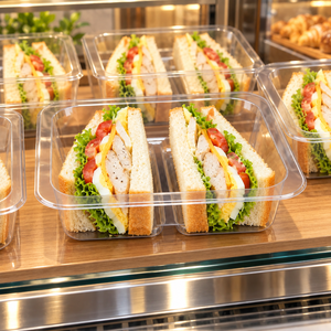 Boîte d'emballage en PET plateau en plastique jetable transparent plateaux de fruits réutilisables pour la préparation de repas/gâteaux/friandises/sandwichs - Product Image 4