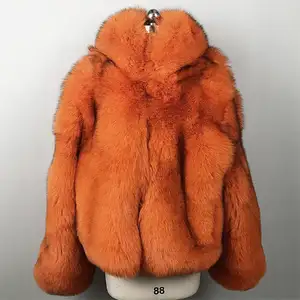 Custom New Winter Plus Size Long Real Fur Coat Real Jacket Women's Big Red Fox Fur Coat Blue Fox Fur Coat