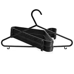 Black Colour Strong Plastic Clothes With Suit Trouser Bar And Lips 37.5cm Wide Adult Coat Hangers