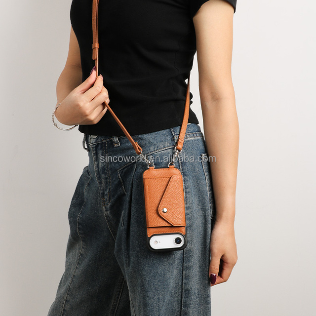 Luxury Crossbody Leather Phone Case and Wallet with Strap for Women Stylish INS Design for iPhone 17 Pro Max