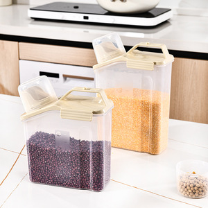 Rice Bucket Airtight <b>Container</b> Rectangle Cream Clip-on Lid For Rice <b>Flour</b> Grains Storage - Product Image 2