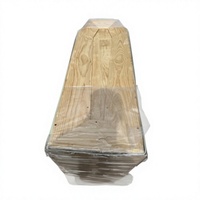 Ataúd de Madera Maciza de Caoba Africana con Acabado Natural, Estilo Europeo, Hecho a Mano con Cartón Corrugado