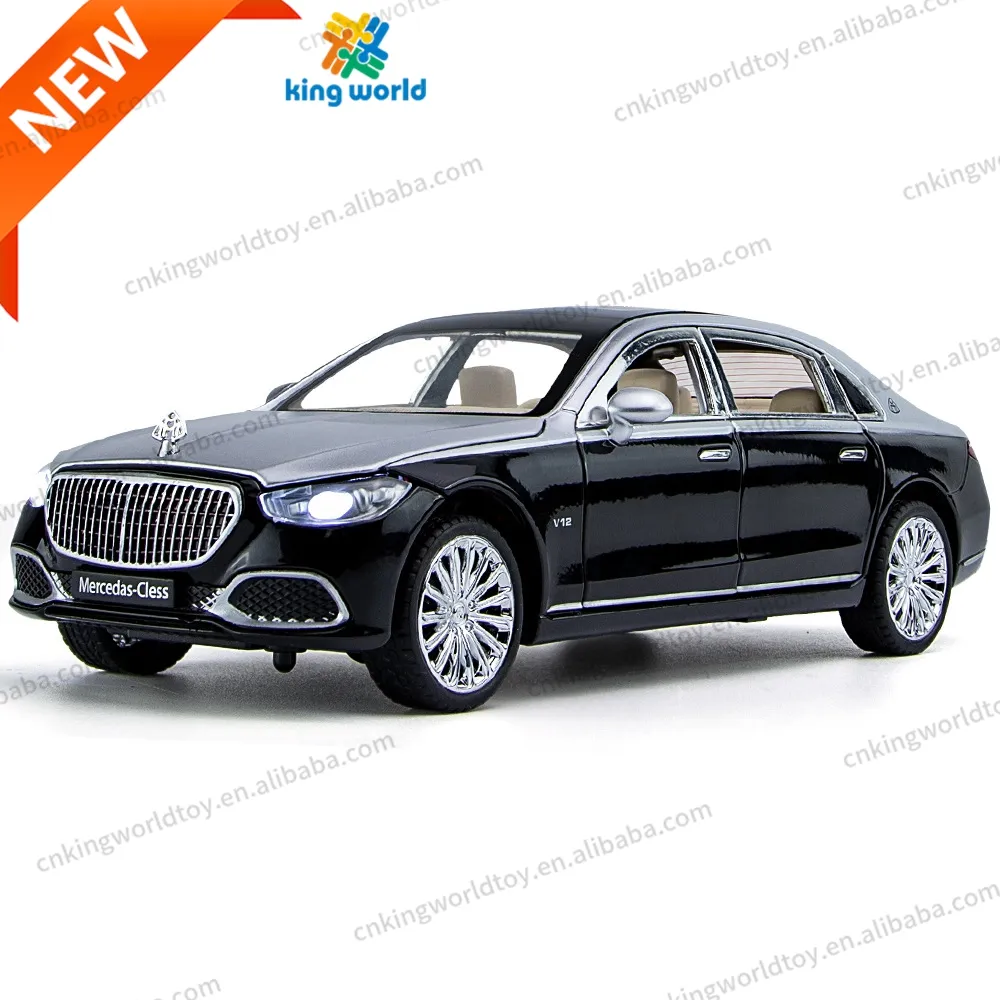 1:24 Mercedes Maybach S680 Model Simulation Steering Wheel Shock Absorber Metal Pullback Car model Alloy S680 Diecast Toy