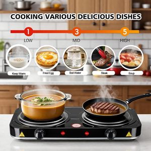 เตาไฟฟ้าพกพาแบบสองหัวเตา กำลังไฟ 2000 วัตต์ - Product Image 6
