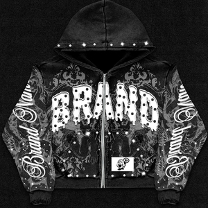 Full <b>Zip</b> Casual Fashion Men Hoodies Men's Loose Fit Graphic Print Hoodie with Zipper Urban Streetwear Fashion Men Hoodies - Product Image 1