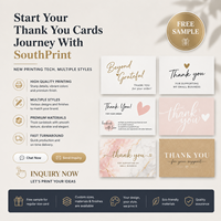 Cartes de remerciement personnalisées avec logo imprimé en couleur, finition brillante ou mate – Merci pour votre soutien à notre petite entreprise