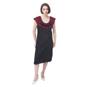Vestido de Maternidad Morado Tejido Ecológico, Teñido Liso, Transpirable, Cómodo, Largo hasta la Rodilla, Semi-Formal, para Playa y Sesiones de Fotos Diarias - Product Image 2
