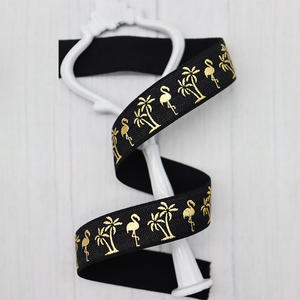 Recién llegado, lámina de oro, flamenco, palmera de coco, cinta FOE, pliegue sobre elástico para accesorios de lazos para el cabello - Product Image 4