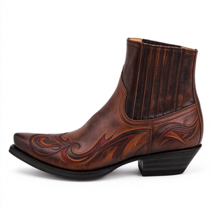 Nouvelles bottes western en jean à talon haut et bout pointu, unisexe, grandes tailles 35-48, brodées, mi-mollet, style vintage, chaussures habillées - Product Image 1