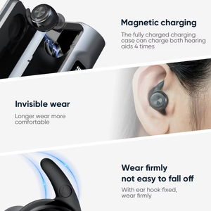 Ý tưởng sản phẩm mới <span class=keywords><strong>2025</strong></span> bán buôn đen vô hình kỹ thuật số CIC trợ thính có thể sạc lại không dây điếc - Product Image 3