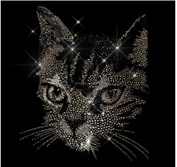 Autocollants thermocollants personnalisés Dazzle sans droits de douane, motifs chat en cristal pour t-shirts et sweats à capuche, excellente qualité, motifs chat DMC pour presse à chaud