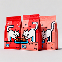 Sachet d'emballage alimentaire pour animaux de compagnie (chien, chat, poisson, oiseau) en Mylar à fond plat, personnalisé, avec fermeture éclair, disponible en 1kg, 2kg, 3kg, 5kg, 10kg, 15kg, 20kg