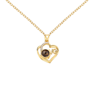 Colliers de projection d'images personnalisés pour femmes, pendentifs tendance « Je t'aime » en 100 langues, bijoux en laiton avec chaîne à maillons - Product Image 6