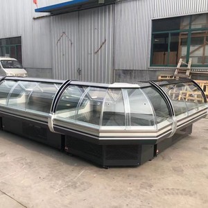 Vitrine réfrigérée commerciale 3750 mm, refroidissement par <span class=keywords><strong>air</strong></span>, sans givre, porte vitrée incurvée, pour la présentation de viande - Product Image 4