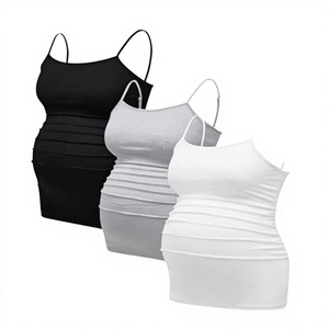 Débardeur court d'été uni en laine respirante froncé style Hip Hop pour femme, camisole vintage à fines bretelles en tricot crocheté - Product Image 4
