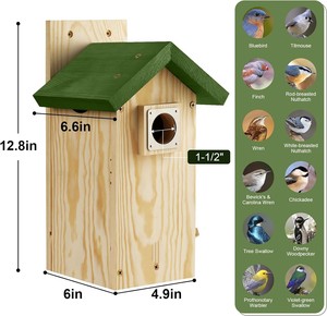 Maisons d'oiseaux en bois suspendues pour l'extérieur Kit de maisons d'oiseaux bleus en bois pour la décoration de jardin extérieur Nichoir en bois - Product Image 2