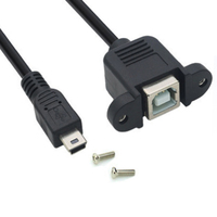 Cable de Extensión USB B Macho a USB B Hembra de Montaje en Panel de Primera Calidad con Bloqueo de Tornillo para Impresoras y Dispositivos de Oficina