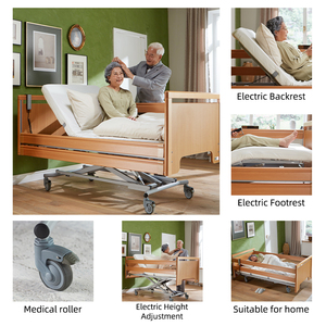Cama de Hospital Eléctrica Tecforcare OEM ODM para Ancianos, Cama de Hospital de Madera Maciza con Dos Funciones, Cama Médica de Madera para Cuidado en el Hogar - Product Image 2
