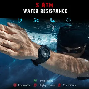 Montres numériques pour hommes NORTH EDGE <span class=keywords><strong>FORTRESS</strong></span>, sportives, étanches 50M, horloge masculine, heure mondiale, compte à rebours, électronique, LED, Montre Pour Homme - Product Image 3