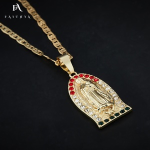 Colgante de Oro de 18K con moissanita de Guadalupe, joyería religiosa, colgante de <span class=keywords><strong>la</strong></span> Virgen María, FP1082, 2022 - Product Image 2