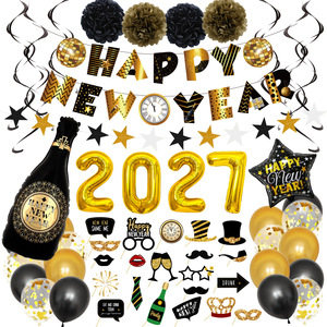 Kit <span class=keywords><strong>de</strong></span> fête du Nouvel An 2027 avec guirlande <span class=keywords><strong>de</strong></span> drapeaux en papier Joyeux Nouvel An, pendentifs spirales, ballons numérotés, décorations <span class=keywords><strong>de</strong></span> ballons <span class=keywords><strong>champagne</strong></span> pour le réveillon du Nouvel An - Product Image 3
