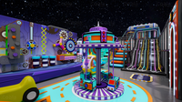 Aire de jeux intérieure néon pour enfants HELLO CAT, équipement de jeu souple personnalisé en usine, toboggan LED, piscine à balles, labyrinthe, trampoline, structure d'escalade
