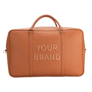 Wholesale Custom Your Brand Private Label Leather Duffle Bag Luxury Overnight Bags Travel Tote Leather Duffel Bag For Men
