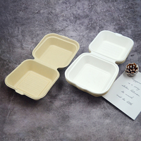Cajas Cuadradas para Hamburguesas de Pulpa Degradable y Ecológicas, Resistentes al Agua y al Aceite, con Laminado Mate y Relieve, para Sushi