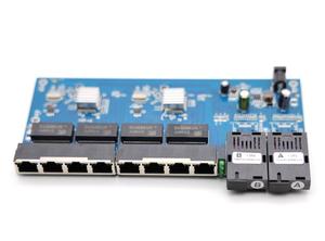 Gigabit Single Mode Simplex 10/100/1000M Ethernet Optical Fiber 2 Port Serat Optik & 8 Port LAN Reverse POE PCBA dengan Konektor SC - Product Image 2