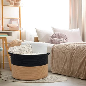 KUYUE Paniers de rangement <span class=keywords><strong>en</strong></span> corde de coton, grand <span class=keywords><strong>panier</strong></span> tressé pour le linge ou les jouets de bébé, <span class=keywords><strong>panier</strong></span> à couvertures, <span class=keywords><strong>panier</strong></span> pour <span class=keywords><strong>chien</strong></span> - Product Image 5