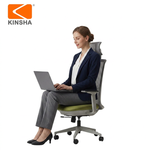 เก้าอี้สำนักงาน KINSHA แบบตาข่าย ปรับระดับได้ มีที่วางแขนและพนักพิงศีรษะ ออกแบบตามหลักสรีรศาสตร์ หมุนได้ ขา 5 ขา โครงโลหะ ล้อเลื่อน พนักพิงหลังแบบเปิด ดีไซน์ทันสมัย - Product Image 1