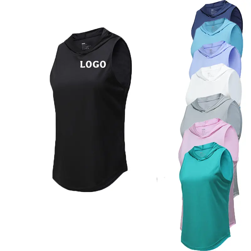 2024 Hot Sale Custom Design Women's Hoodie Tank Top Workout Athletic Sleeveless Yoga Running Shirt Hooded Activewear Gym Tops