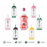 Nouvelle Tasse à Café Transparente en Verre Borosilicate avec Couvercle, Motif Ours en Peluche et Fraise Mignonne, Collection 2026 – Vente Flash