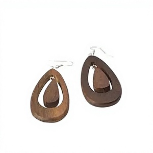 Boucles d'oreilles en bois de qualité supérieure pour femmes, style bohème, bijoux fantaisie, créoles tendance pour fêtes, mariages, cadeaux pour femme - Product Image 3