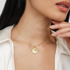 Milskye nouvelle mode bijoux gravés 925 argent sterling 18k plaqué or <span class=keywords><strong>solstice</strong></span> d'été collier de soleil géométrique - Product Image 2