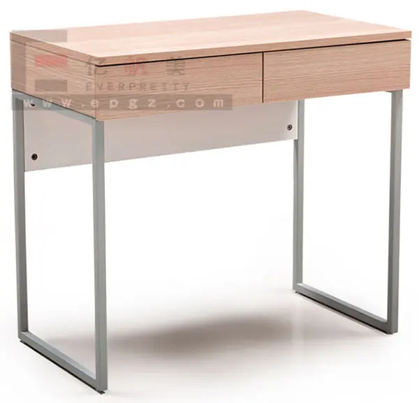 Staff Dormitory Furniture HDF Wooden Metal Frame Staff Table with Two Drawers