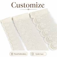 Dentelle en coton large en gros, dentelle blanche en coton, dentelle à volants, dentelle à œillets, dentelle brodée, bordures pour vêtements de bébé et d'enfant