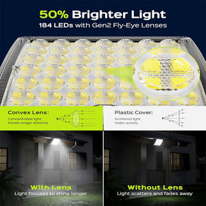 Nouvelle lampe murale de sécurité solaire à détecteur de mouvement, étanche IP66, lentille convexe, 50 % plus lumineuse, pour grange, porche, jardin, paysage extérieur - Product Image 4