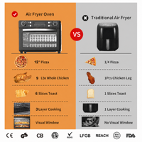 Four à friture sans huile grande capacité 30L 1700W, four à air multifonction pour la cuisson et la rôtissure à domicile