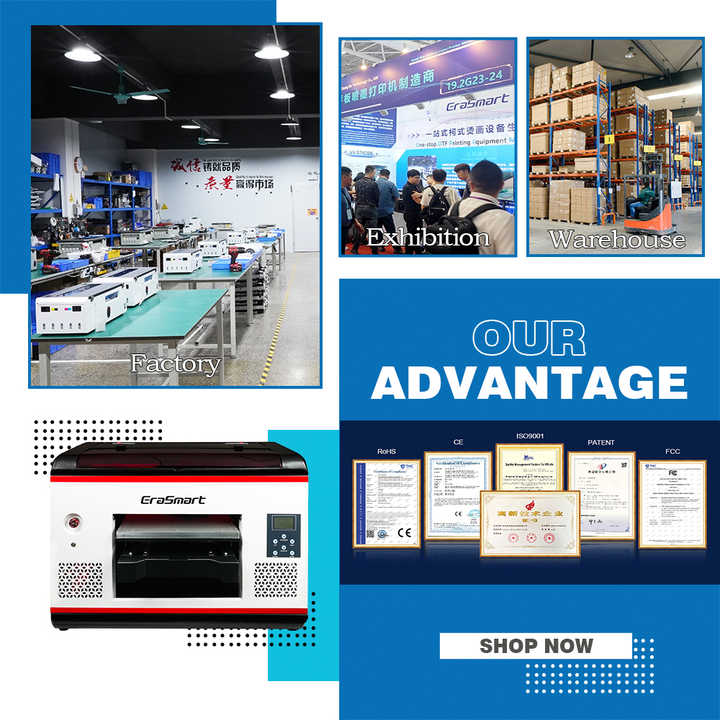 Erasmart Brother Inject Printer Automatic 3d UV Flatbed Printer UV Printer for Phone case Mug Cup
