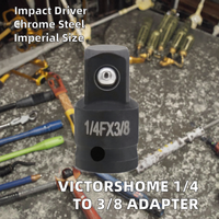 Adaptateur réducteur de douille à chocs à extrémité unique VictorsHome, entraînement 1/4 pouce F 3/8 pouce M, en acier au chrome-molybdène, pour convertisseurs de tournevis