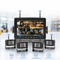 Système de caméra sans fil 4 canaux 7 pouces pour chariot élévateur AHD 1080P avec détection de piétons par IA, vision nocturne, étanche IP68 pour la sécurité des camions et des entrepôts