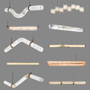 Zeal Lighting, candelabro de mármol con luz colgante de alabastro de diseño minimalista moderno italiano para sala de estar - Product Image 6