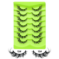 Fournisseur transfrontalier stable de la fabrique Pingdu DS de 7 paires de faux cils en cheveux synthétiques effet œil de chat oblique explosif