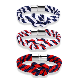 Pulsera de cuerda de vela para hombre, venta al por mayor, cierre magnético de acero inoxidable, pulsera tejida de nailon con nudo de cuerda Náutica para hombre - Product Image 1