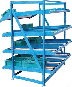 Estanterías de Gravedad Multicapa <span class=keywords><strong>para</strong></span> Almacén, Recolección de Cajas, Construcción de Acero Duradero, Rieles de Desplazamiento Suave, Sistema de Flujo de Cartones - Product Image 1