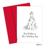 Cartes de vœux de mariage, plusieurs designs, art aquarelle avec enveloppes rouges pour les jeunes mariés